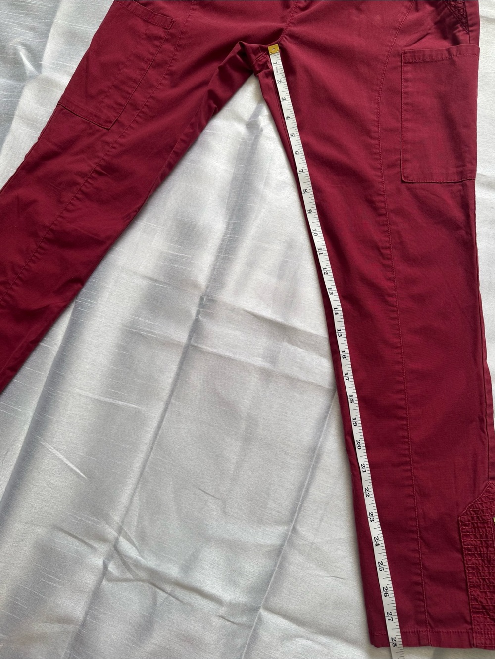 JAANUU Gold Zip Moto Scrub Set Burgundy Wine - Women's Small - Picture 10 of 12
